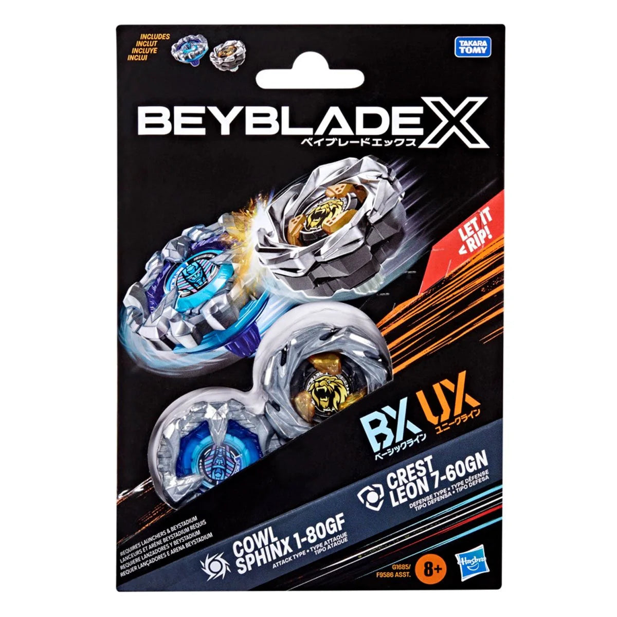 Hasbro Beyblade X UX Series: Cowl Sphinx 1-80GF Crest Leon 7-60GM